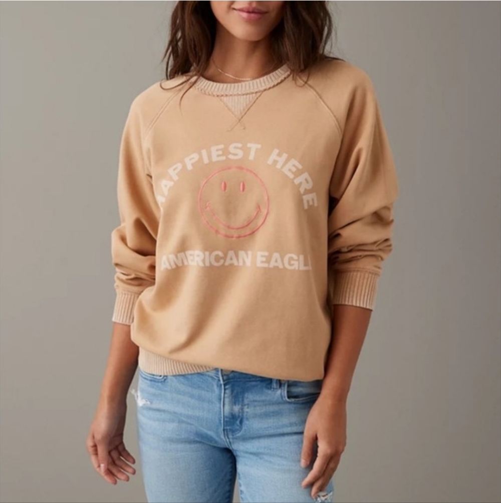 American Eagle Outfitters Funday Graphic Raglan-sleeve Sweatshirt Women's Small